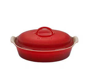 Travessa Oval com Tampa Heritage 36cm Vermelho Cerise - Le Creuset