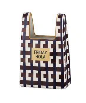 Vaso Ceramica Bolsa Xadrez Azul e Marrom