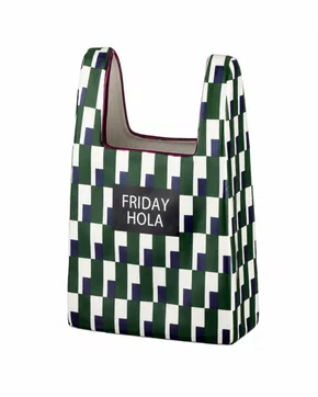 Vaso Ceramica Bolsa Xadrez Azul e Verde