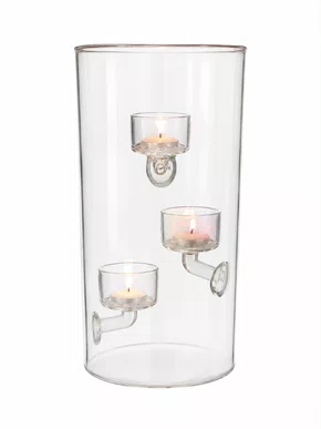 Vaso de Cerâmica (castiçal) Transparente 25x13x13cm - Grillo