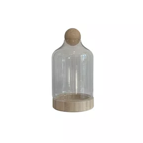 Vaso de Vidro com Madeira Transparente e Natural 49x29cm - Btc