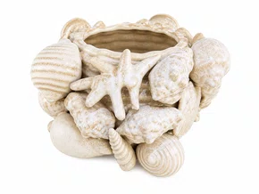 Vaso Decorativo em Cerâmica com Relevo Marinho/bege - In Casa