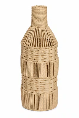 Vaso em Fibra Cestaria Tipo Garrafa Grande Bege 26x26x70cm - Entrecasa