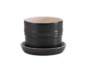 Vaso para Ervas com Bandeja 14cm Matte Black - Le Creuset