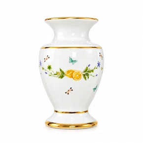 Vaso Porcelana Branca com Detalhes de Limão Positano - Mameg