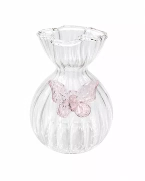 Vaso Vidro Borboleta Rosa 8 X 11cm
