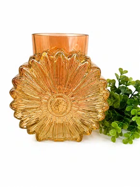 Vaso Vidro Flor Amarelo 14,5 X 7 X 15cm - Tuut