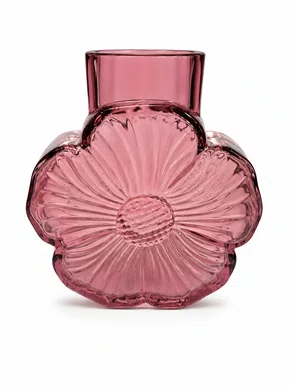 Vaso Vidro Flor Rosa 14,5 X 7 X 15cm - Tuut