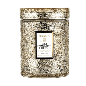 Vela Pote G 100h Tampa Vidro Relevo Gilt Pomander - Voluspa