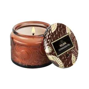 Vela Pote Vidro P 25h Relevo Forbidden Fig