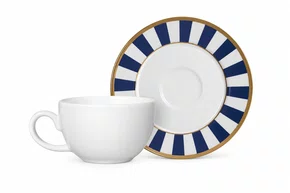 Xicara Cafe Br com Pires Stripe Azul 06 Unidades
