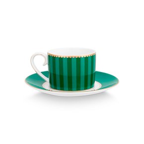 Xícara de Cafezinho Stripes Esmeralda/verde Love Birds - Pip Studio