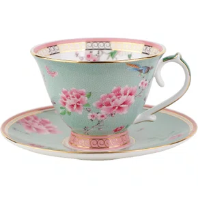 Xícara de Chá e Pires Blue Peony 250ml - Tea Delight