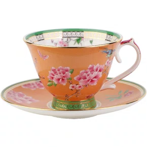 Xícara de Chá e Pires Orange Peony 250ml - Tea Delight