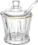 Açucareiro de Cristal com Colher e Tampa com Fio de Ouro Radial 210ml - Lyor