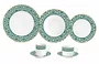 Aparelho de Jantar Grecco Porcelana 42 Peças Verde com Filado Dourado - Full Fit