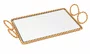Bandeja Retangular Dourado Laço Cortesia 20cm X 12cm X 3cm