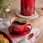 Caneca Coração com Pires 200ml Vermelho Cerise - Le Creuset