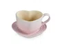 Caneca Coração com Pires 220ml Rosa Shell Pink - Le Creuset