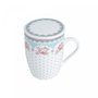 Caneca de Porcelana Super White com Tampa e Filtro Amélia Verde/Branca 340ml - Lyor
