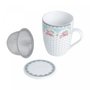 Caneca de Porcelana Super White com Tampa e Filtro Amélia Verde/Branca 340ml - Lyor