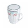 Caneca de Porcelana Super White com Tampa e Filtro Amélia Verde/Branca 340ml - Lyor