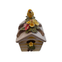 Casinha Decorativa Listras Amarelas e Pássaro