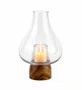 Castical em Vidro Base Madeira 16,5 X 16,5 X 24cm