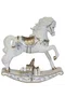 Cavalo Balanço Natalino Branco e Dourado 20cm - Cromus