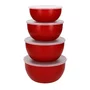 Conjunto 4 Tigelas Prático com Tampa Vermelho - Kitchenaid