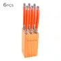 Conjunto de 6 Facas Luxo com Cepo de Madeira Laranja - Laguiole La Tour