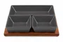 Conjunto Petisqueira Bowl Cerâmica Bandeja em Madeira 4peças - In Casa
