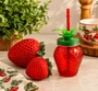 Copo com Canudo Morango Vidro 4810ml - Tuut