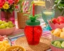 Copo com Canudo Morango Vidro 4810ml - Tuut