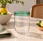 Jogo 6 Copos em Vidro com Detalhe Verde 480ml - In Casa