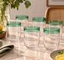 Jogo 6 Copos em Vidro com Detalhe Verde 480ml - In Casa