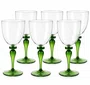 Jogo 6 Taças em Vidro com Base Verde 230ml - In Casa