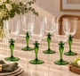 Jogo 6 Taças em Vidro com Base Verde 230ml - In Casa