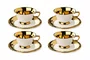 Jogo 8 Peças para Café Aurine 90ml Branco e Dourado - Full Fit