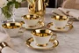 Jogo 8 Peças para Café Aurine 90ml Branco e Dourado - Full Fit