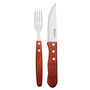 Set de 12 talheres para churrasco em aço inox com cabo de madeira