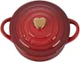Mini Cocotte 10cm com Pegador Coração Dourado Vermelho Cerise - Le Creuset