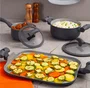 Panela com Tampa Vidro e Silicone Cinza com Antiaderente - Hercules