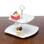 Prato duplo para doces de porcelana branca birds - Wolff