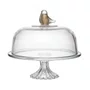 Prato para Bolo de Cristal com Pe e Tampa Bird 30 Cm