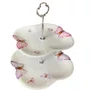Prato Porcelana Duplo para Doces Borboletas 20 X 24 X 25