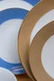 Prato Raso Branco com Borda Pintada e Filete de Ouro 6 Peças - Mameg