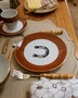 Prato Sobremesa Porcelana de Ferradura Filete de Ouro 6 Peças - Mameg