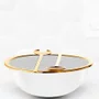 Saladeira Milan Jateada com Par de Talheres Gold - Riva