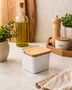 Saleiro de Ceramica com Tampa de Bambu Bianco